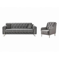 SITZGARNITUR Shimla, Grau Stellvariante 3+1 - Grau, Holzwerkstoff/Metall (220/80/100cm)