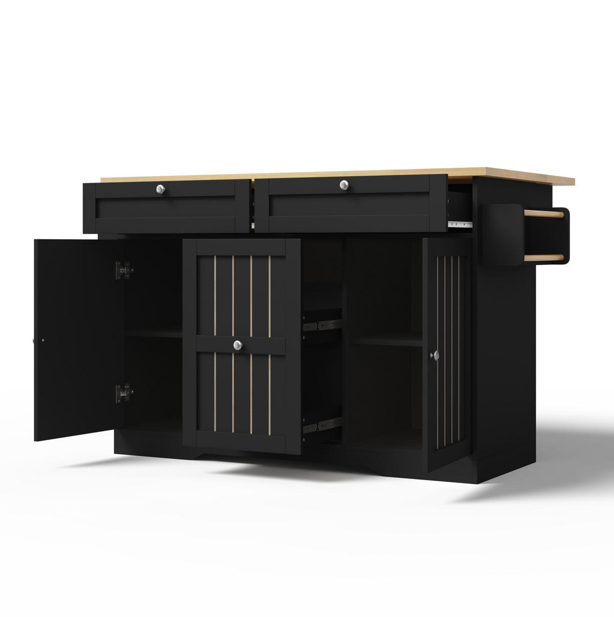 KÜCHENINSEL klappbar 120 x 45(70) x 92 cm Schwarz MDF - Schwarz, Holz (70/92/120cm) - Beauniv