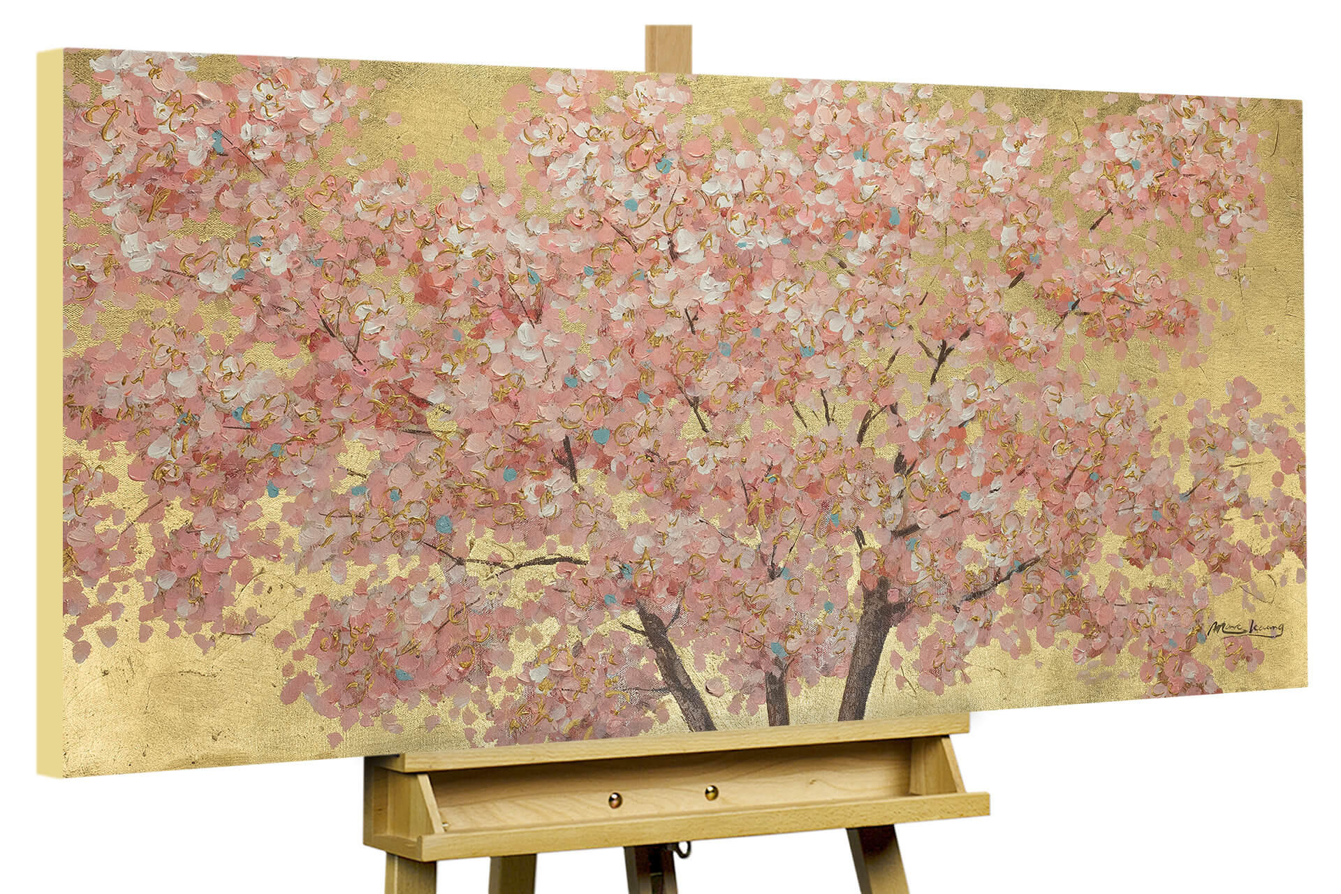ÖLGEMÄLDE 120/60 cm - Pink/Braun, Holz/Textil (120/60cm) - KUNSTLOFT