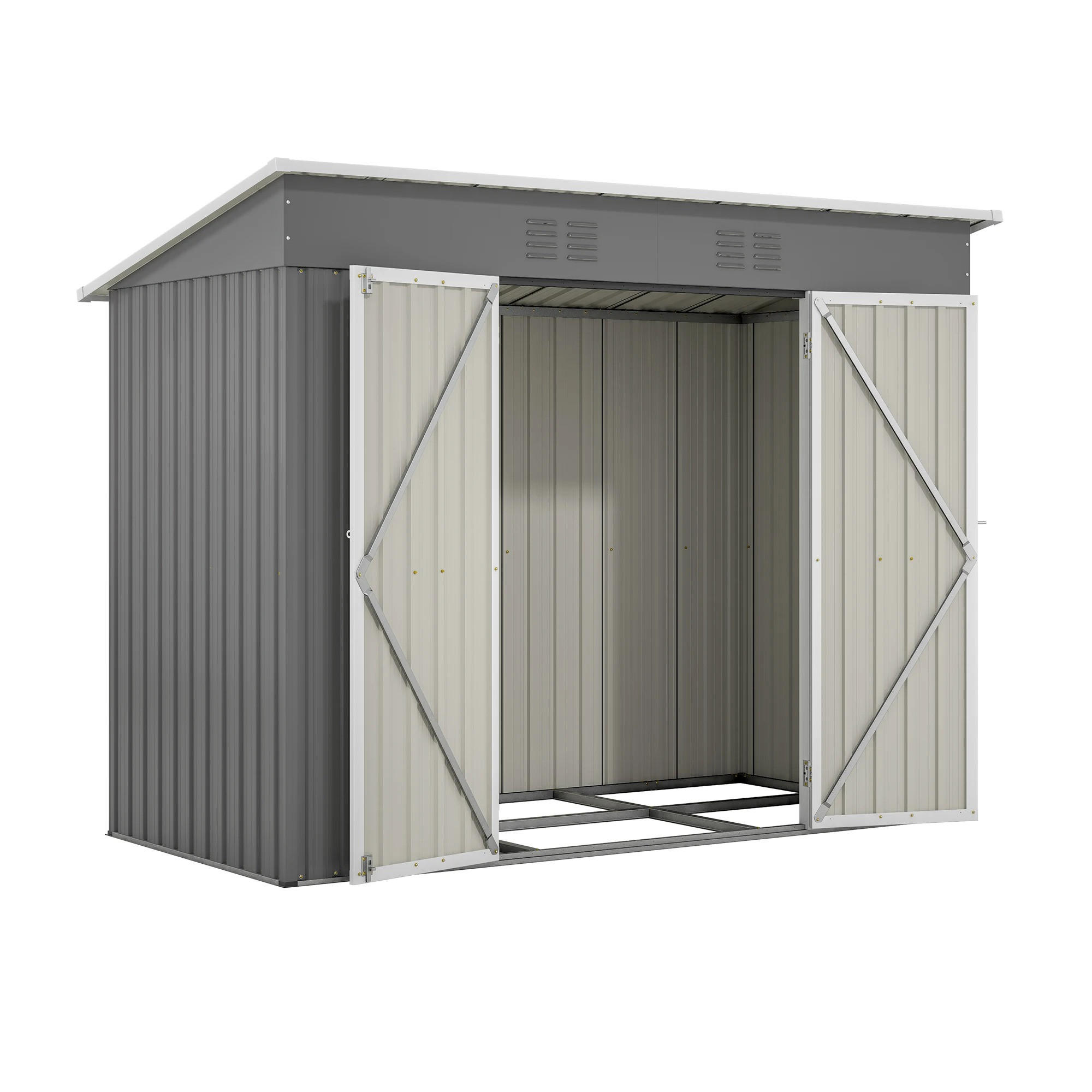 GARTENSCHUPPEN 244x122 cm, wetterfest, mit Metallfundament - Grau, Metall (243/182/122cm) - Kaket