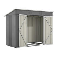 GARTENSCHUPPEN 244x122 cm, wetterfest, mit Metallfundament - Grau, Metall (243/182/122cm) - Kaket