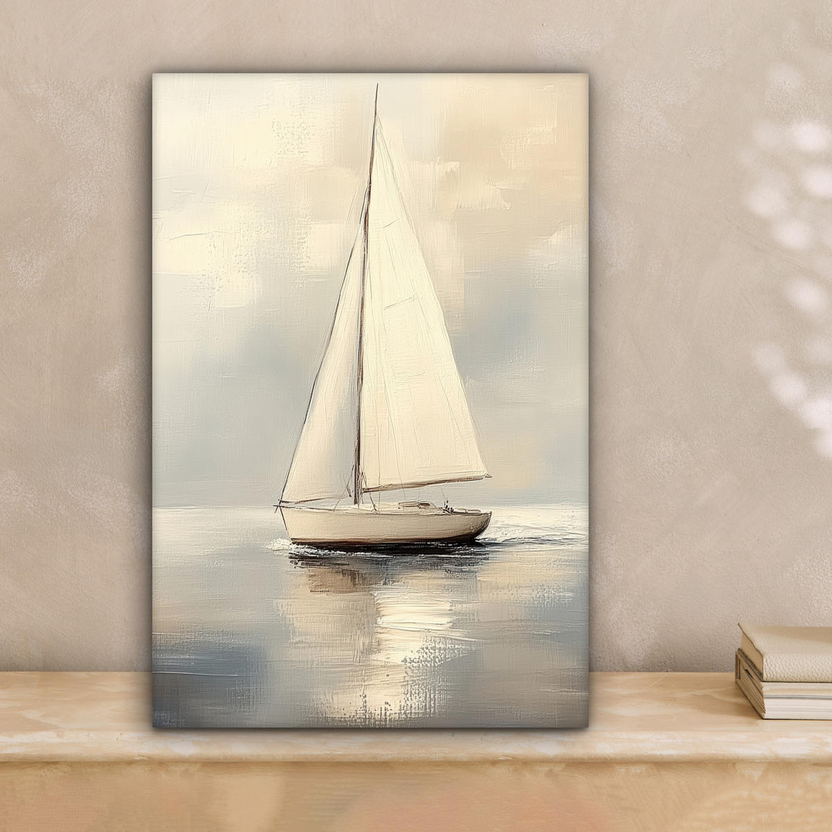 LEINWANDBILD Segelschiff - Meer - Bewölkt 20x30 cm - Creme, Textil (20/30cm) - MuchoWow