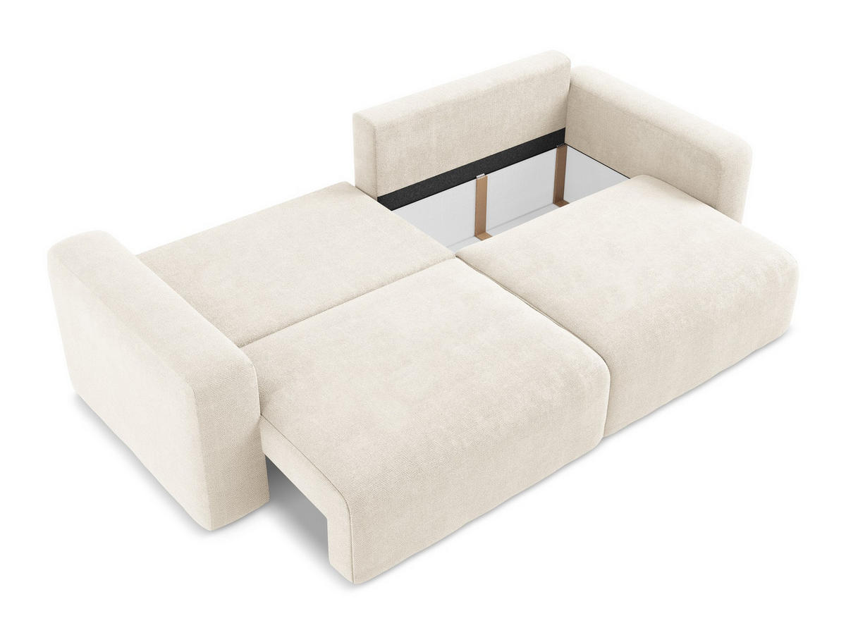 3-SITZER SOFA mit Schlaffunktion Chenille Stoff Beige - Beige/Creme, Kunststoff/Textil (244/79/102cm) - Makamii