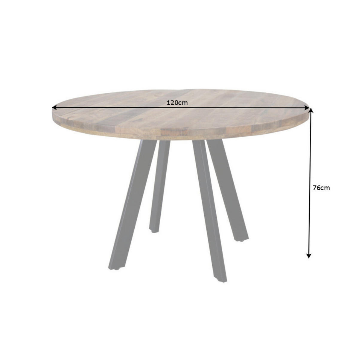 ESSTISCH IRON CRAFT Mangoholz rund Natur 120cm - Braun, Holz (120/120/76cm) - riess-ambiente