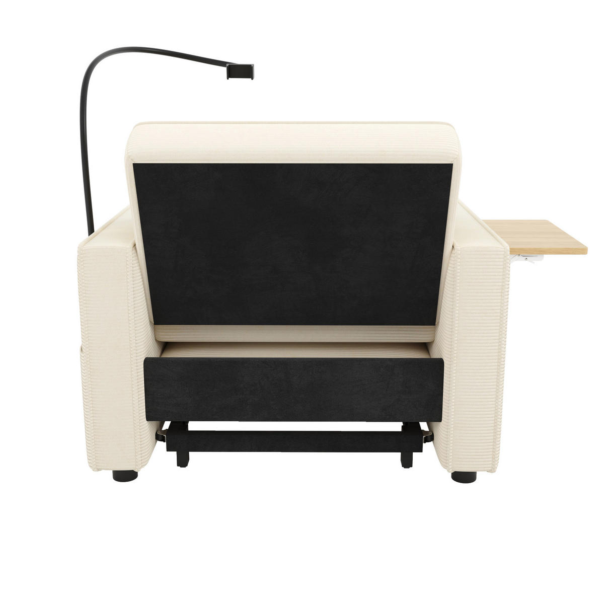 ROZKLÁDACÍ pohovka 93/150/85 cm béžová z manšestru s USB a Type-C portem a držákem telefonu - béžová, textil (93/85/150cm) - OKWISH