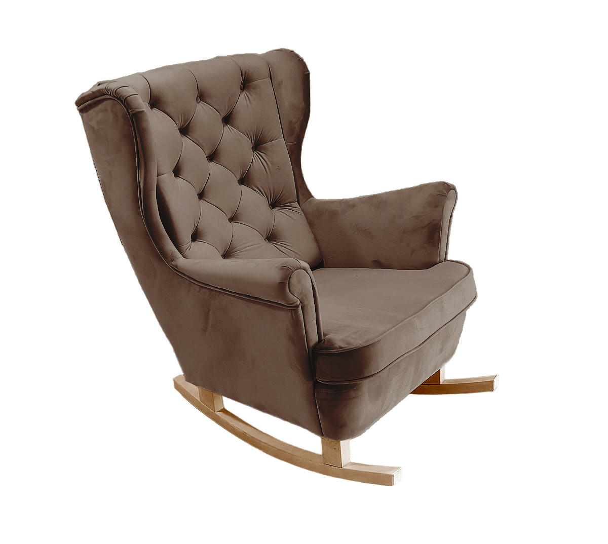 SCHAUKELSESSEL mit gepolstertem Sitz und Armlehnen, 102x81x95 cm, Braun_29814 - Buchefarben/Braun, Holz/Textil (81/102/95cm) - DomoHome
