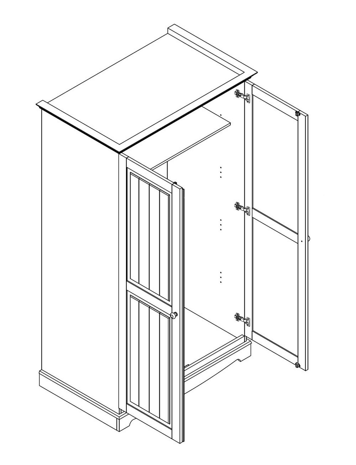 KLEIDERSCHRANK Belluno Elegante Kiefer weiß (RAL9010) lackiert 107 / 64 / 190cm - Weiß, Holz/Metall (107/190/64cm) - Feldmann-Wohnen