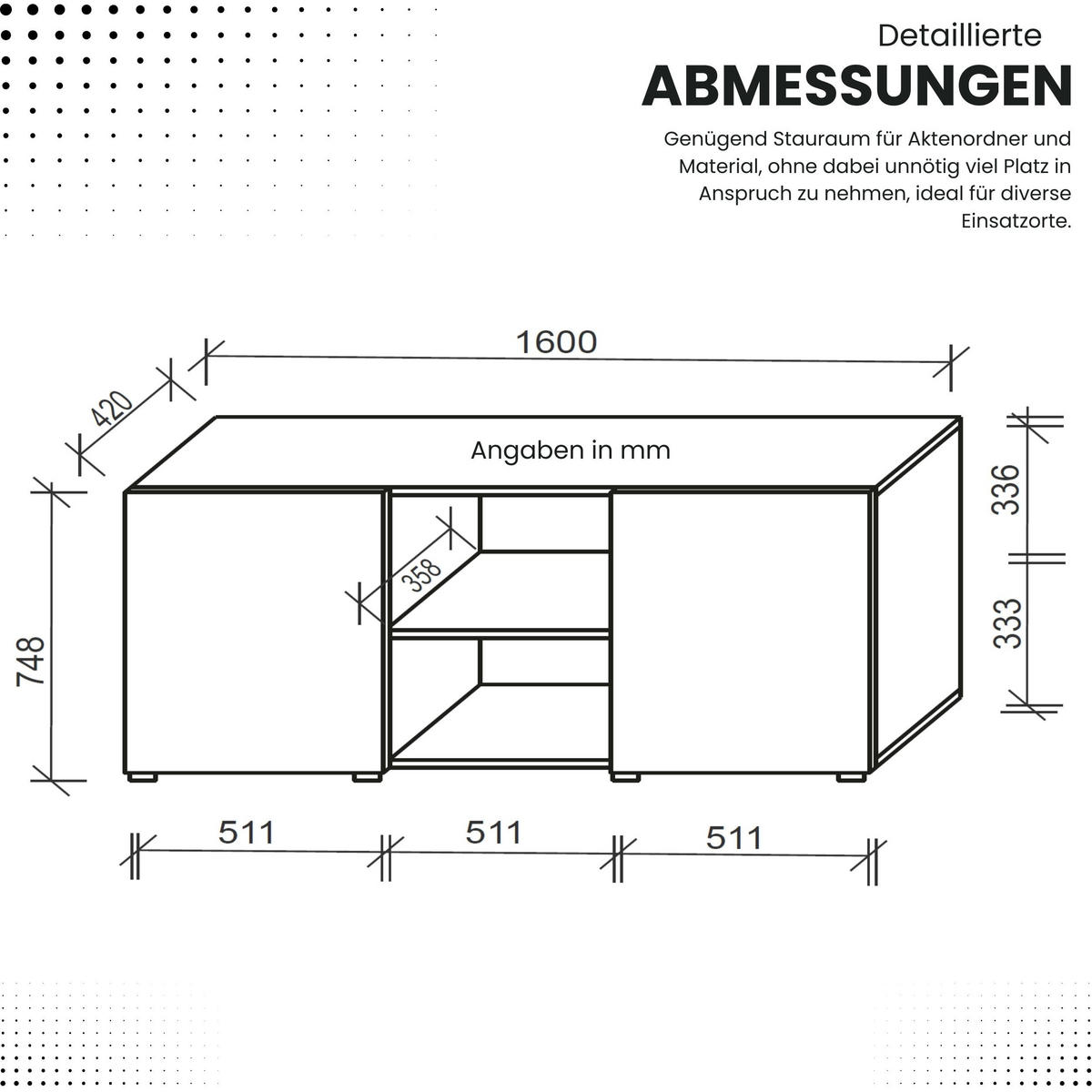 SIDEBOARD mit Schwebetür 42/160/74,8 cm in Grau/Silberfarben - Silberfarben/Grau, Holzwerkstoff (160/74.8/42cm) - bümö