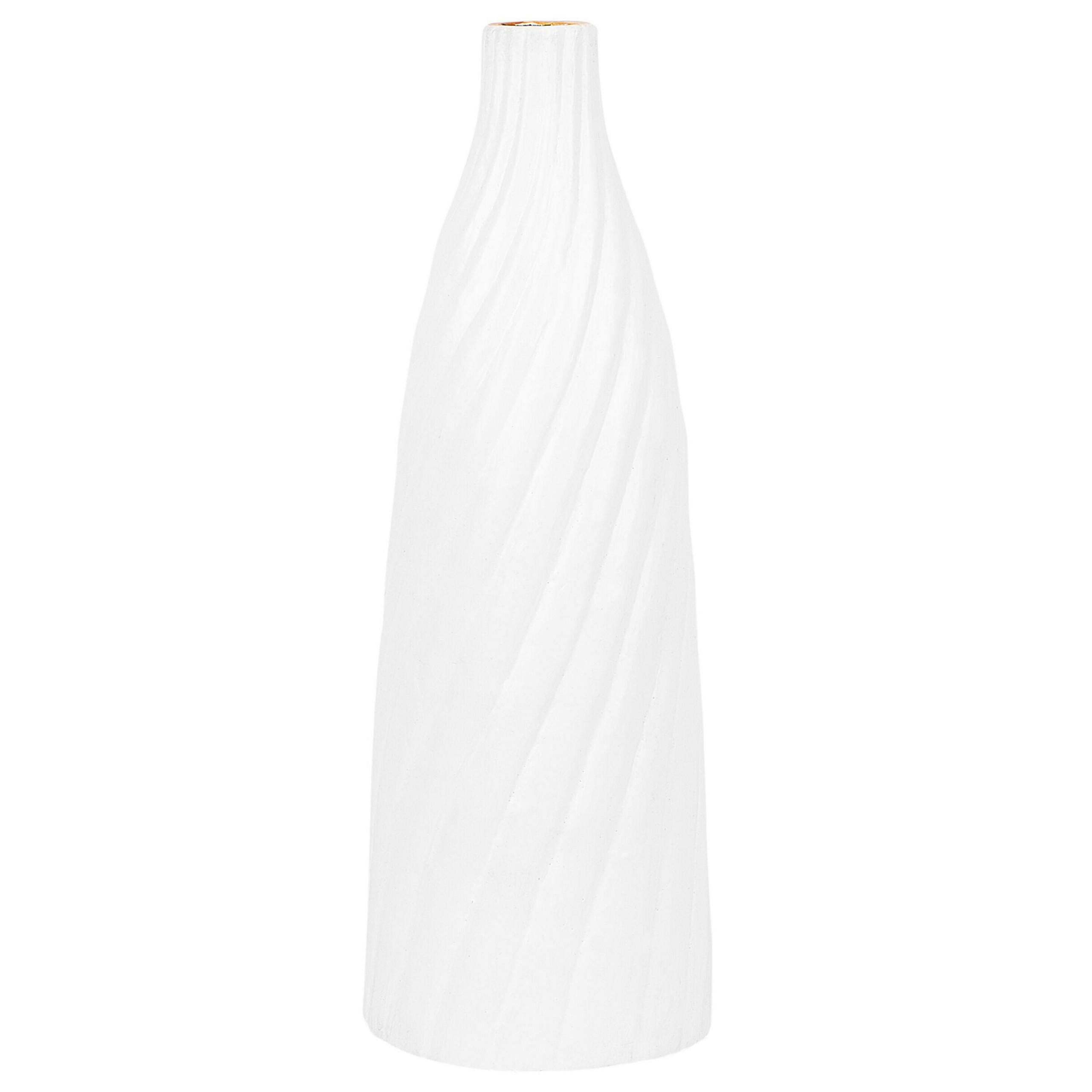 DEKOVASE Terrakotta weiß Florentia - Weiß, Stein (54cm) - Beliani