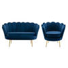 COUCHGARNITUR Muschel 2+1 - Samt - Dunkelblau - DANDELION - Blau, Textil (75/78/124cm) - Pascal Morabito