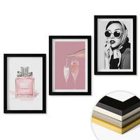 WANDBILDER 3er-Set - 20x30 cm Schwarzer Rahmen - Stilvolle pinkfarbene Accessoires - Schwarz, Kunststoff (20/30cm) - ArtPrintCave
