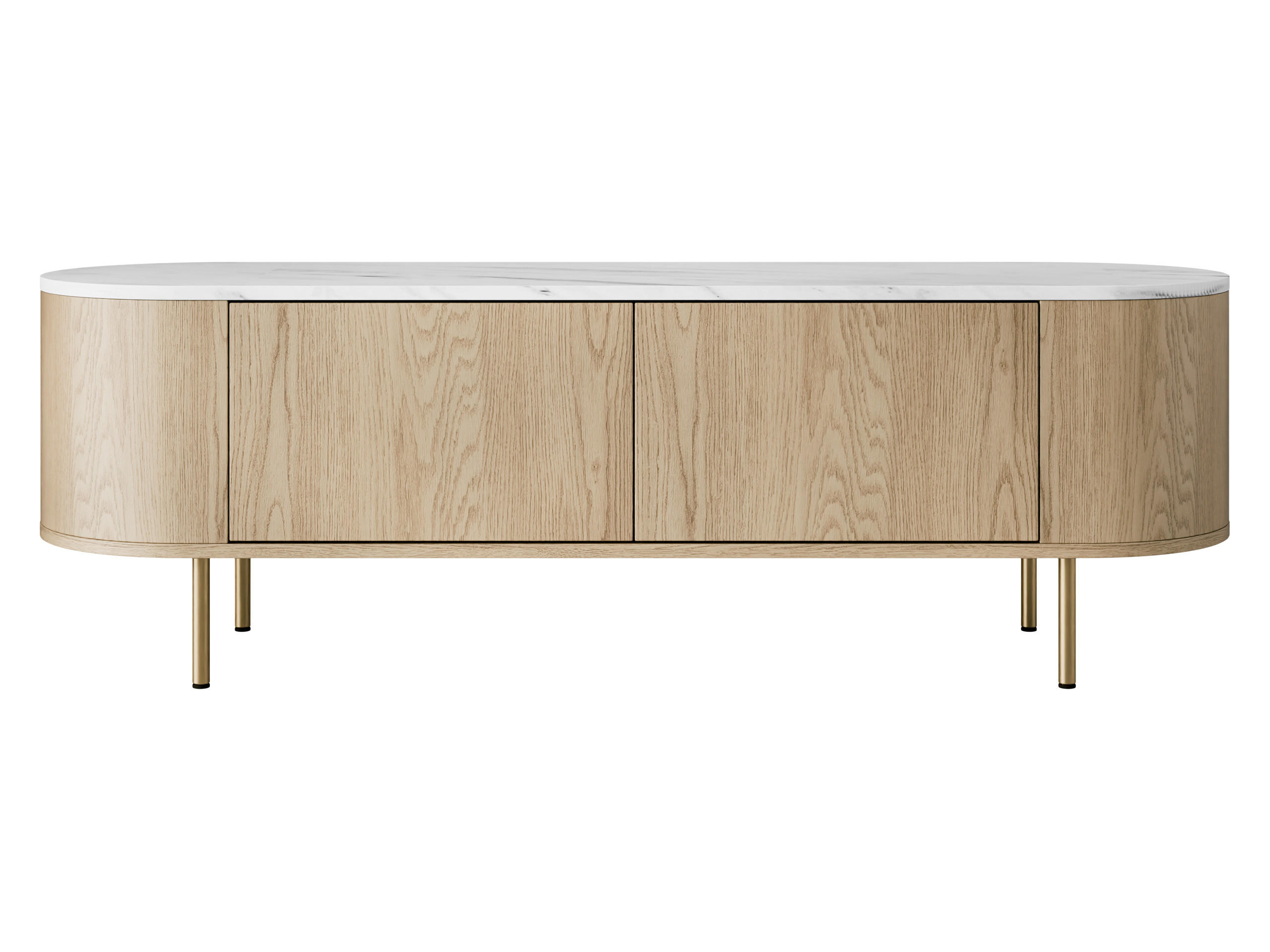 TV-LOWBOARD Lygrint 140 2D - Eichefarben/Goldfarben, Holzwerkstoff/Metall (139/45/40cm) - MIRJAN24