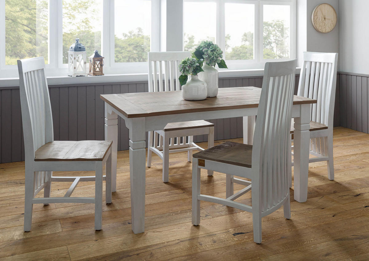 ESSTISCH Mango verlängerbar 140-220x90x76 weiß lackiert TOULOUSE #114 - Weiß, Holz (140/90/76cm) - Massivmoebel24