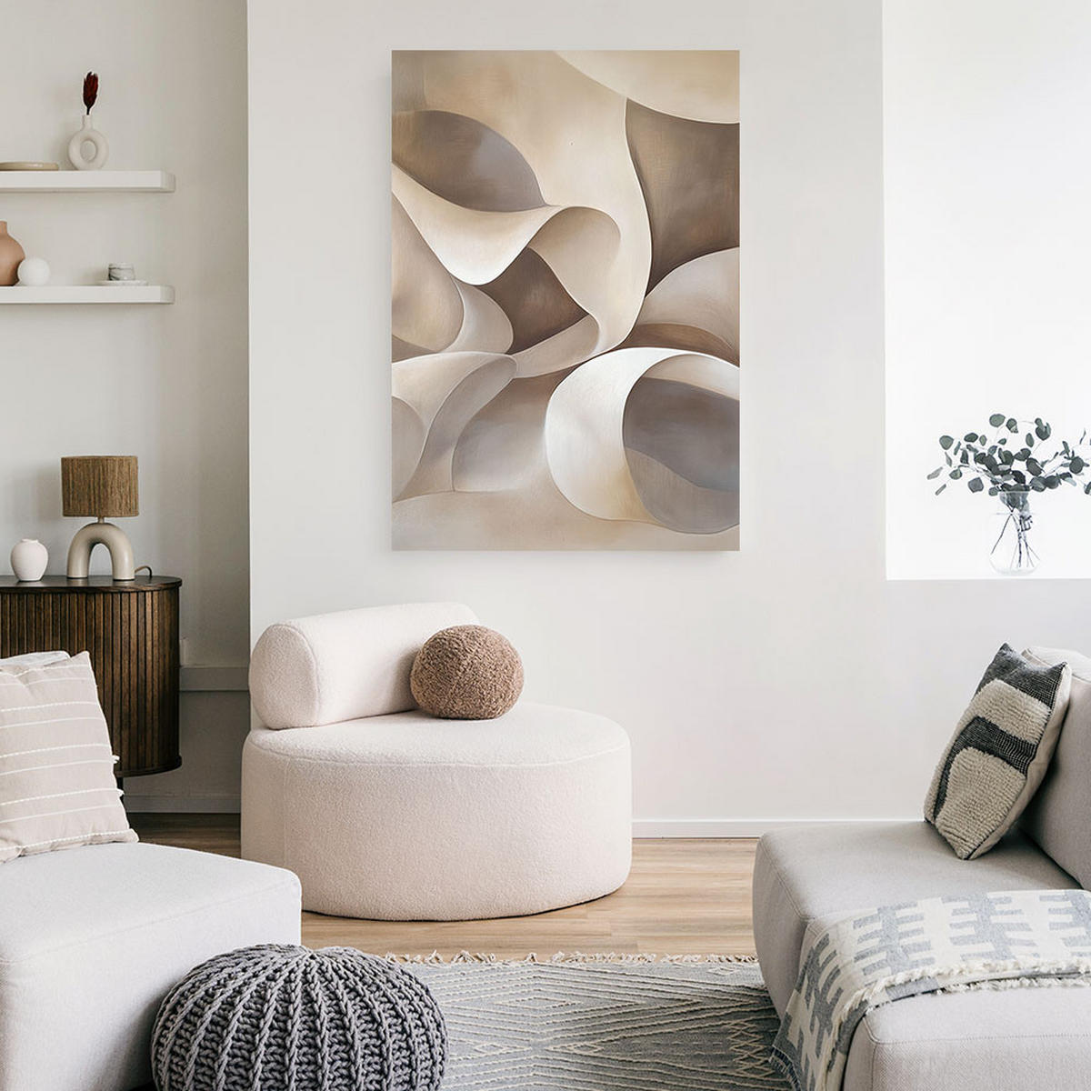 LEINWANDBILD Abstraktion Gewundene Formen Minimalismus 40x60cm - Braun, Textil (40/60cm) - Feeby