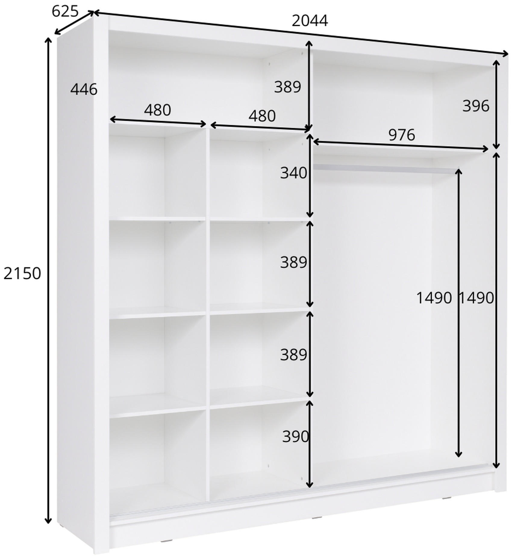 KLEIDERSCHRANK Graphit 204/215/62 - Graphitfarben, Holzwerkstoff (204/215/62cm) - RAUMHIRSCH FURNITURE