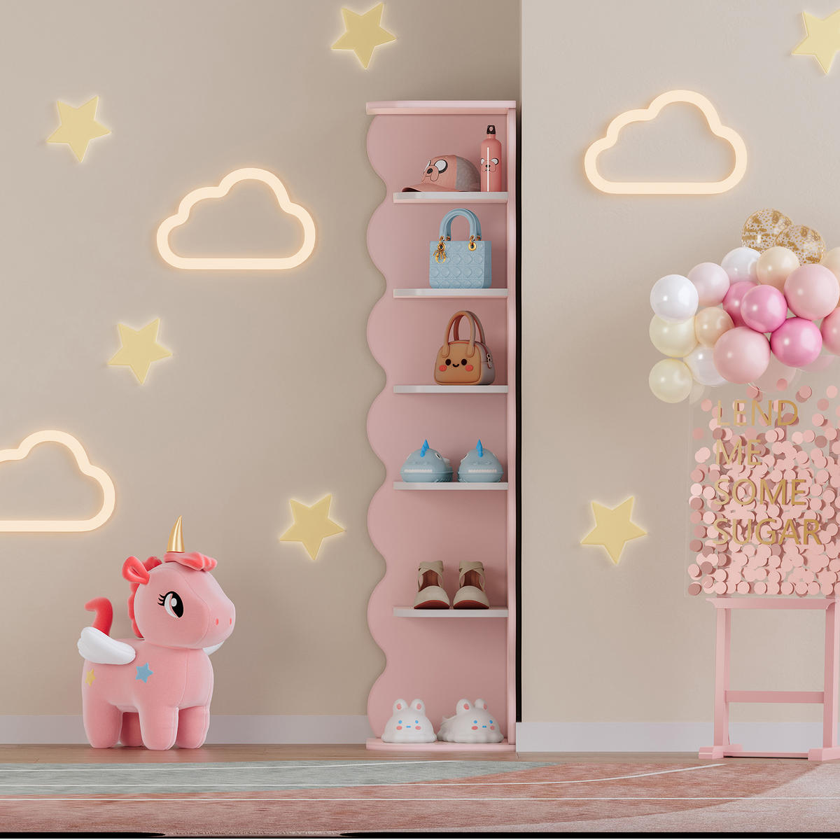 DĚTSKÁ BOTNÍK Vestnes - bílá/růžová, kompozitní dřevo (27/108/27cm) - [en.casa]