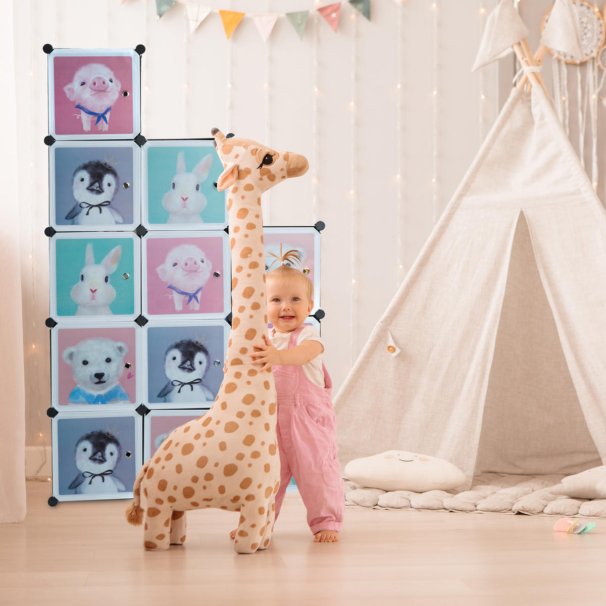 KINDERSTECKREGAL - Multicolor, Kunststoff/Metall (109/145/37cm) - Relaxdays