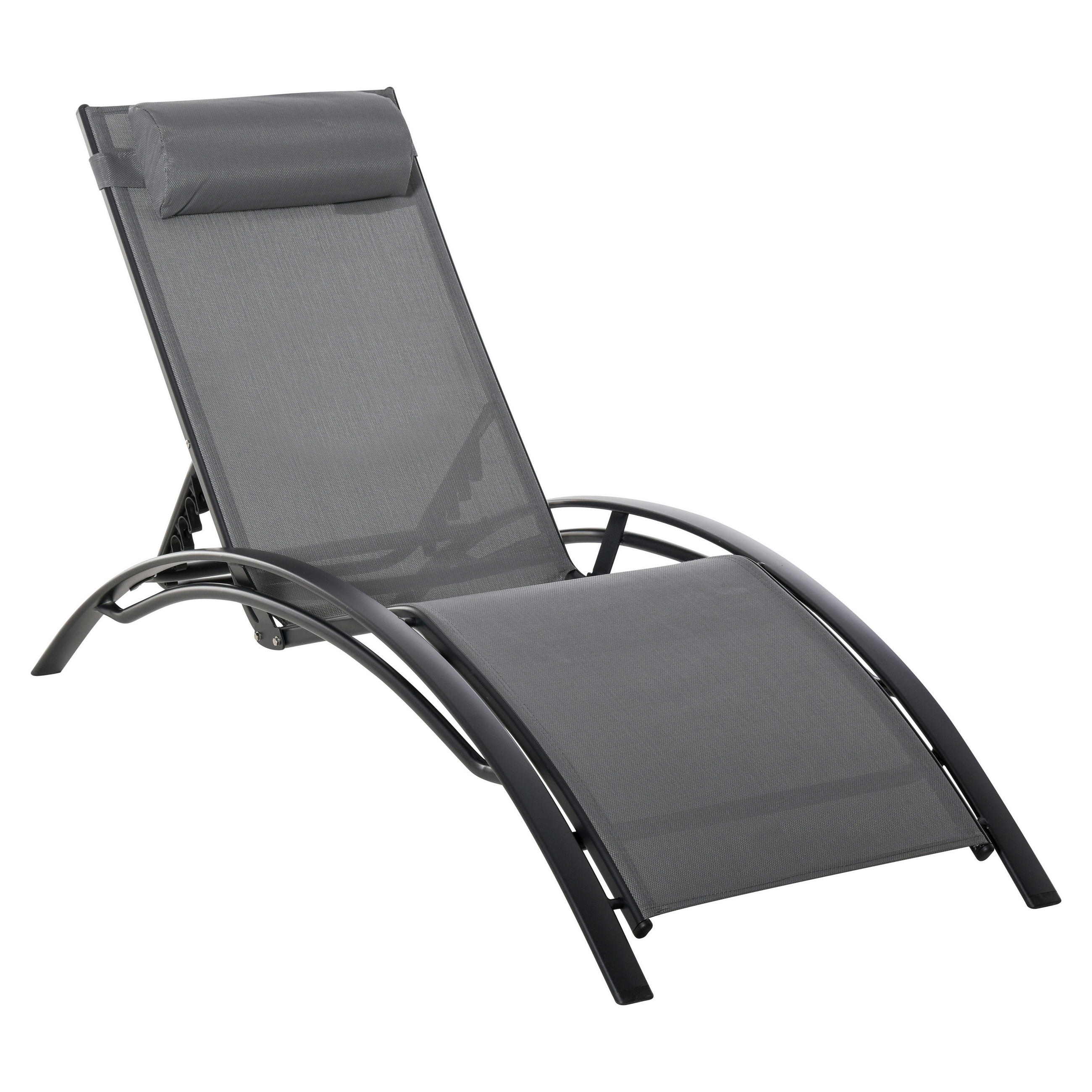 GARTENLIEGE - Dunkelgrau, Kunststoff/Textil (64/82/171cm) - Outsunny