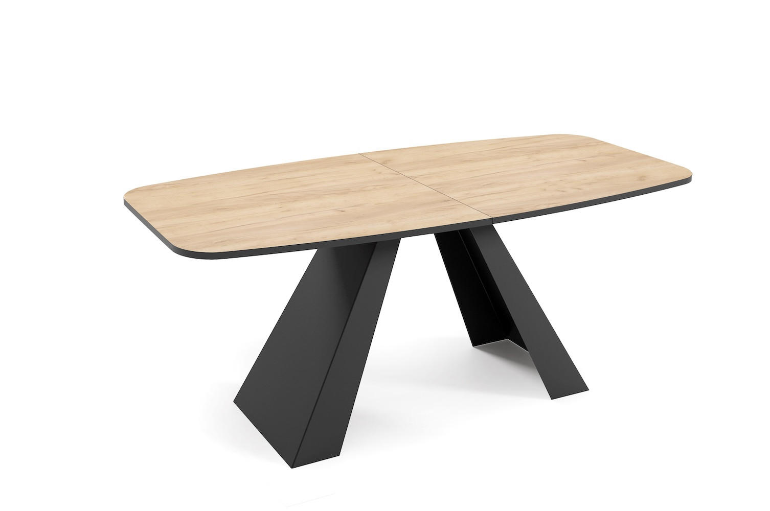 Feldmann-Wohnen Esstisch Eiche Bianco, Schwarz 80x76x160 cm