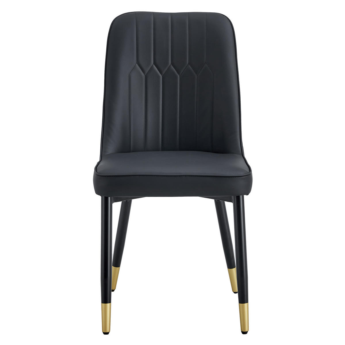 STUHL-SET DE-36511 2 Stück mit PU-Bezug und Metallbeinen Schwarz - Schwarz, Metall (41.5/89/43cm) - ComfortXL
