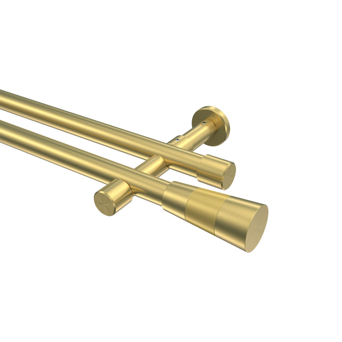 GARDINENSTANGEN-SET Prestige Tanara 400 cm (geteilt in 2 x 200 cm), 2-läufig (ohne Ringe), 20 mm Ø Messing-Optik - Messingfarben/Goldfarben, Metall (400cm) - INTERDECO