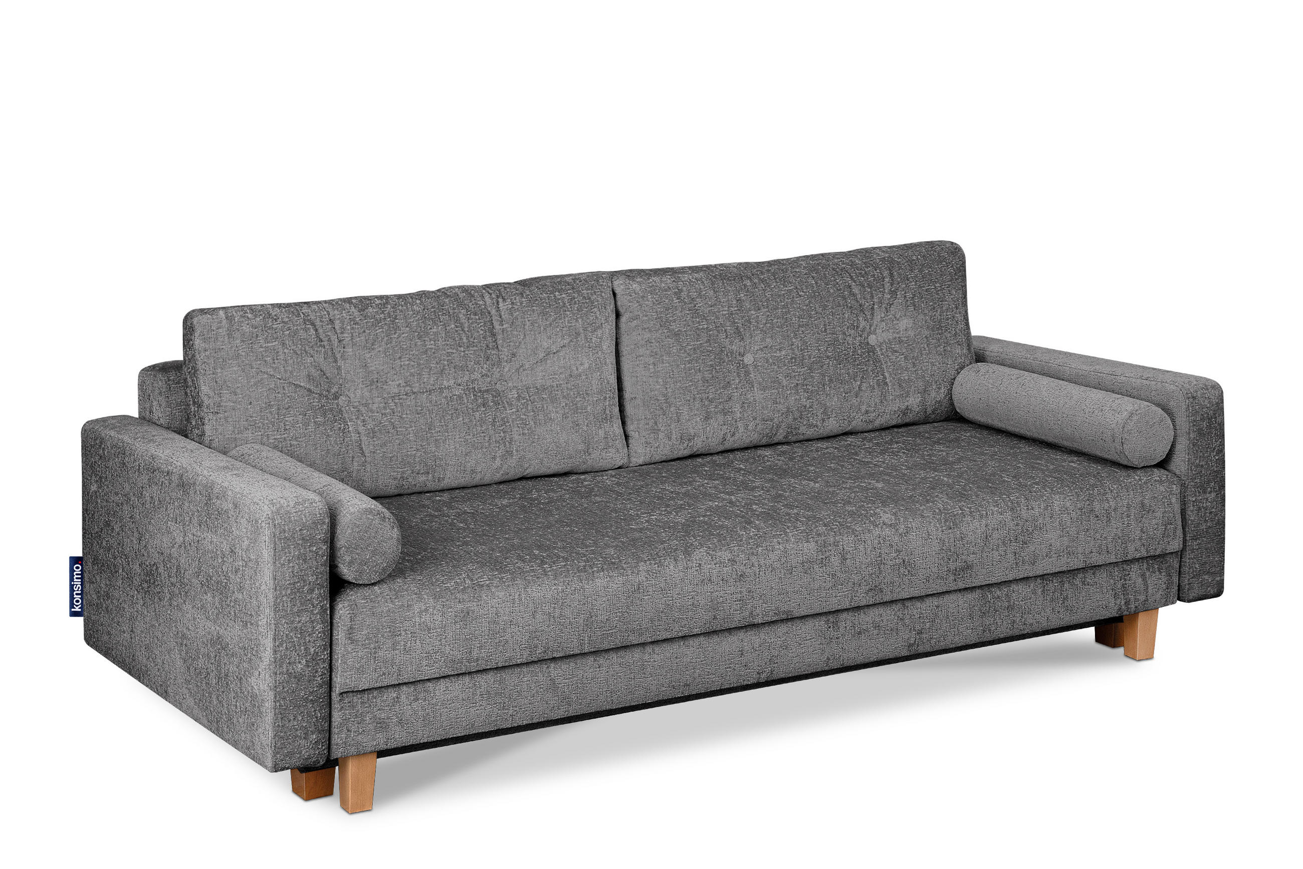 3-SITZER-SCHLAFSOFA ERISO mit weiche Sitzfläche und hohe Rückenlehne, Chenille-Stoff, Stahlfarbe - Braun/Grau, Textil (220/80/100cm) - KONSIMO®