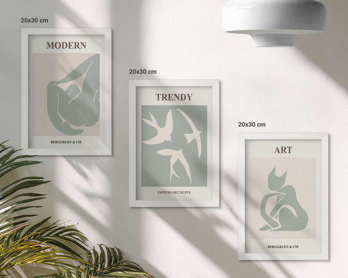 WANDBILDER 3er-Set - 20x30 cm Weißer Rahmen - Matisse abstrakte Figuren - Weiß, Kunststoff (20/30cm) - ArtPrintCave