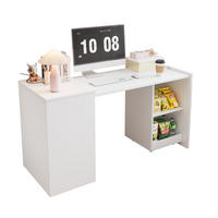KLAPPTISCH 2-in-1 126 x 55 x 75 cm Weiß mit 4 offenen Fächern - Weiß, Holz (126/55/75cm) - Meubliv