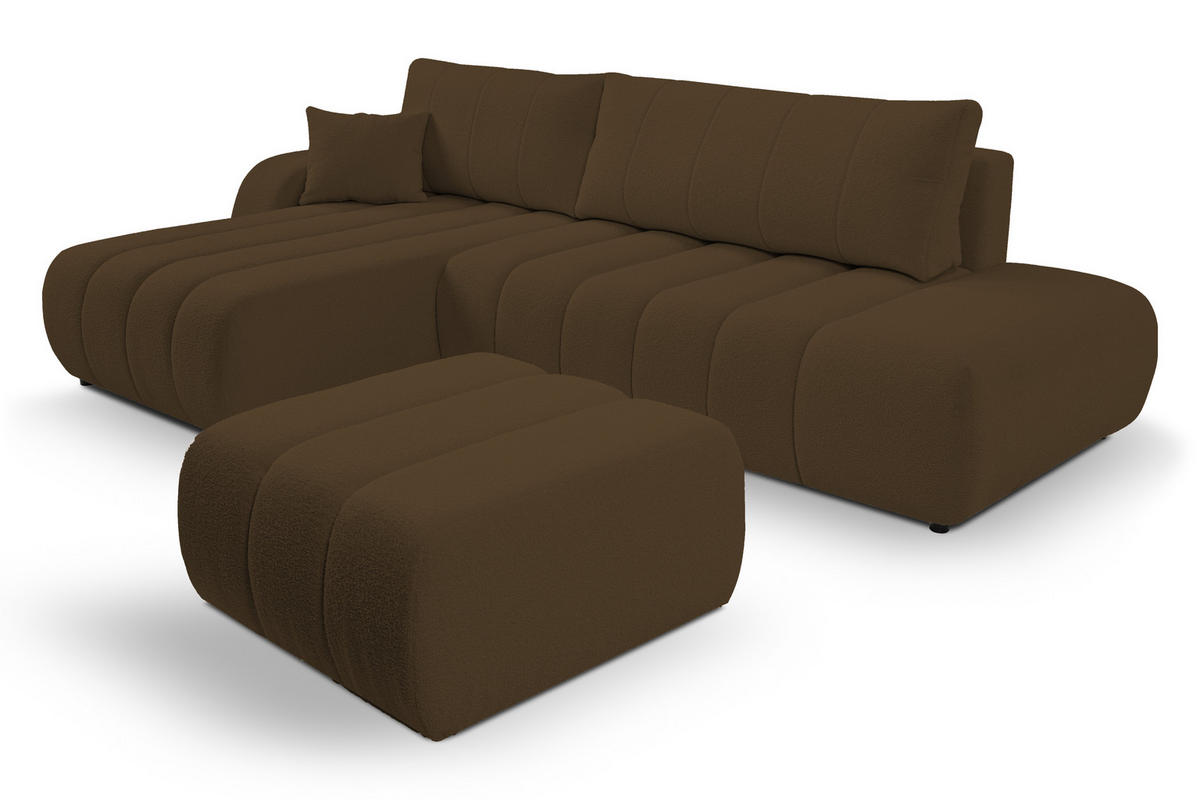 ECKSOFA BALOO mit Schlaffunktion 297x180 cm, Dunkelbraun, Links - Dunkelbraun, Holz/Textil (176/276cm) - DomoHome