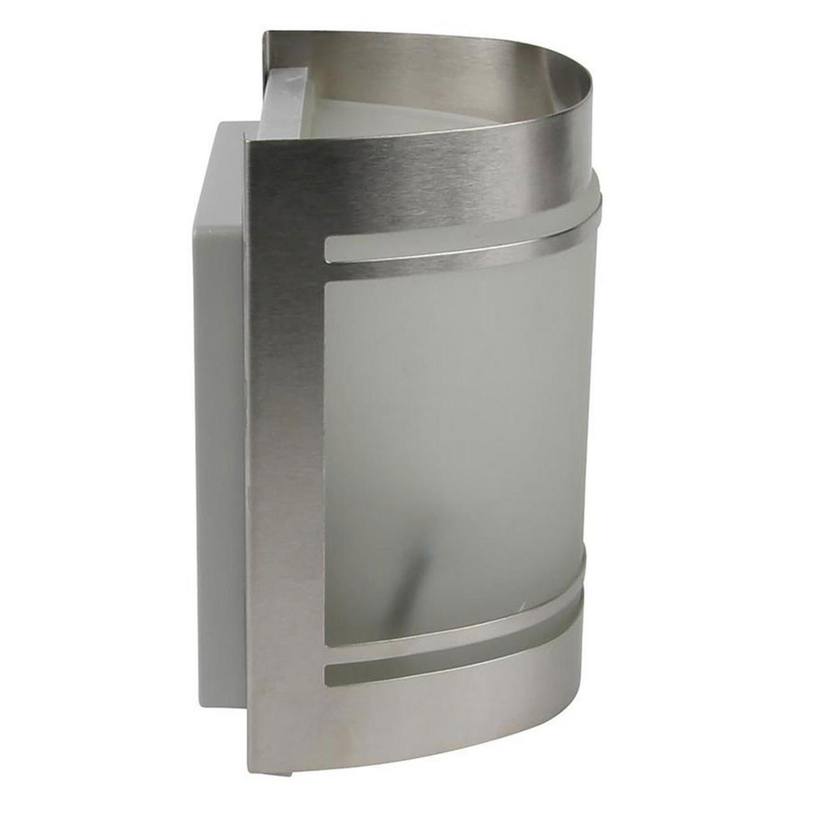 WANDLEUCHTE Edelstahl Silber satiniert - Silberfarben, Glas (14/16.5/10.5cm)