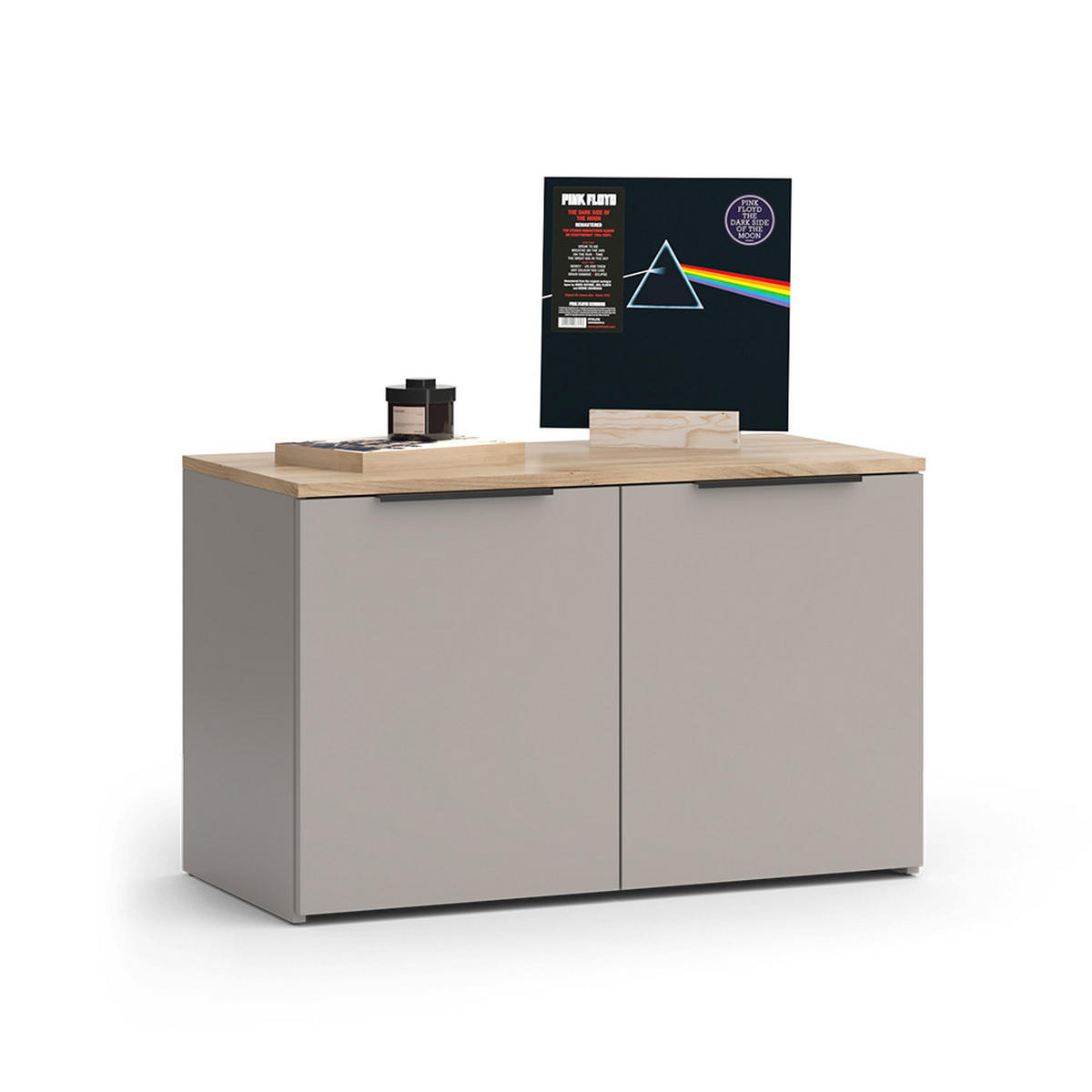 KOMMODE Wido Greige 80 x 50 cm mit 2 Türen - Greige/Sonoma Eiche, Holzwerkstoff (80/50/40cm) - Vicco