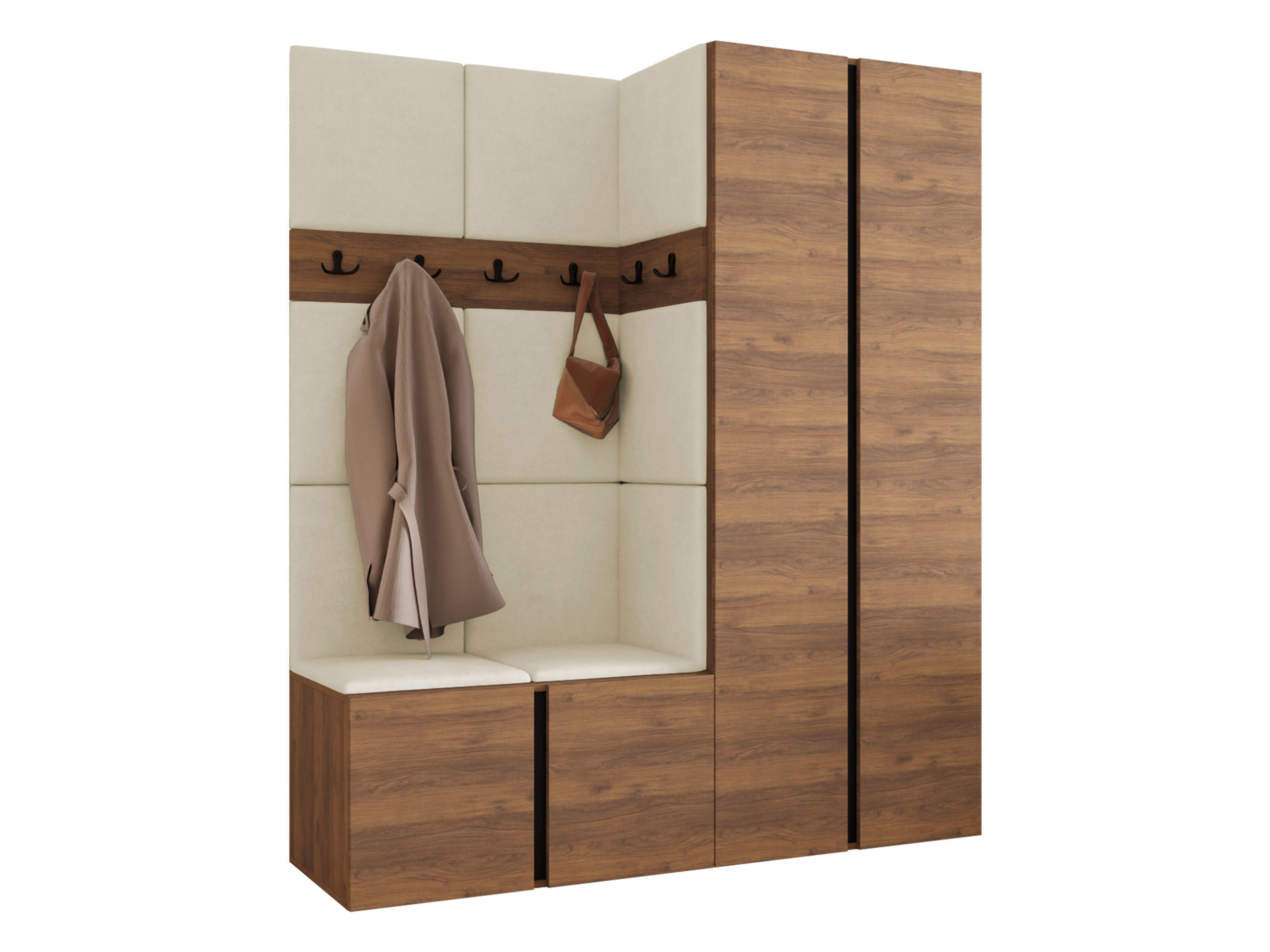 MOBILIER PENTRU HOL Orion III - bej/culoare lemn de nuc, material plastic/compozit lemnos (158/186/46cm) - MIRJAN24