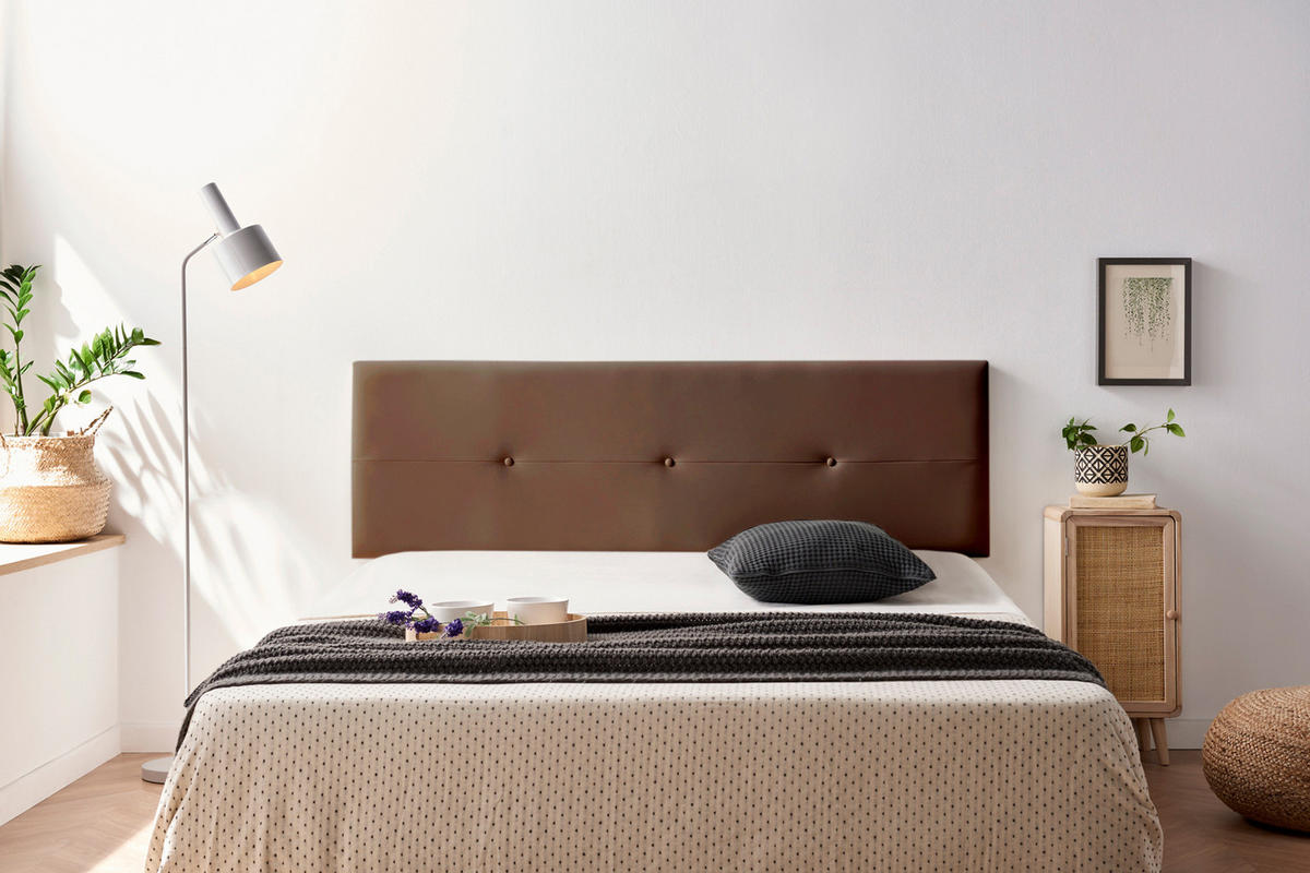 KOPFTEIL gepolstert NAPOLI Kunstleder 90x50x5 cm - Braun - Moonia - Braun, Holz (90/5/50cm)