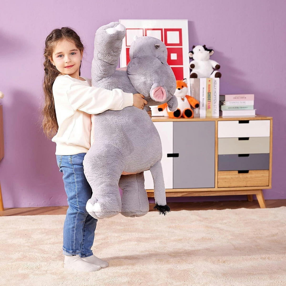 STOFFTIER Nilpferd 78 cm - Grau, Textil (33/78cm)