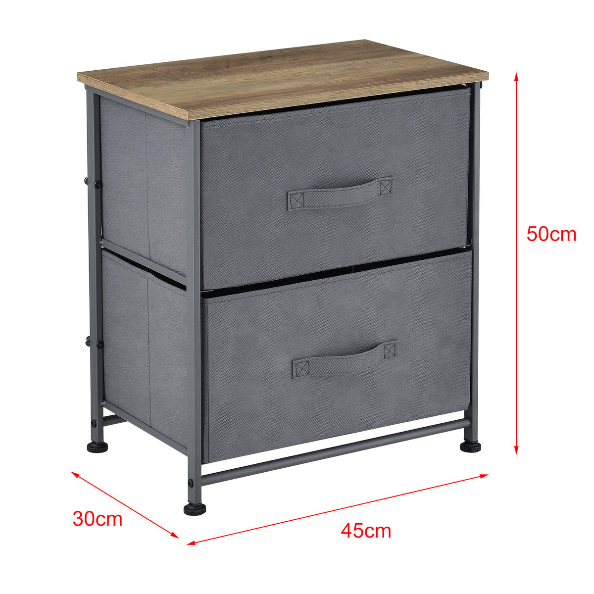 KOMMODE - Braun/Grau, Holzwerkstoff/Textil (45/50/30cm) - pro.tec