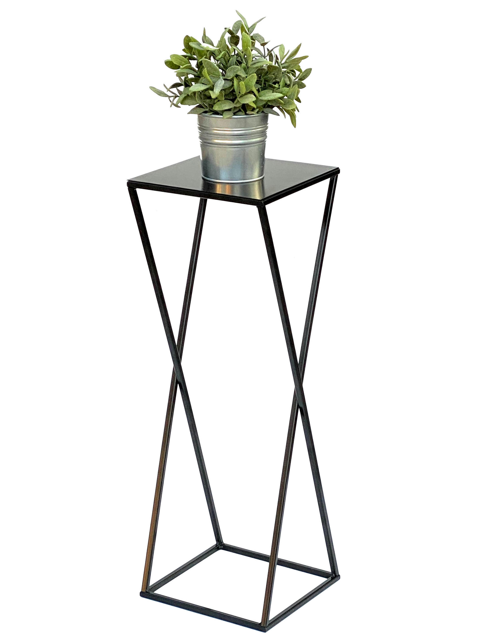 BLUMENHOCKER Eckig Metall Schwarz 68 cm 437 - Schwarz, Metall (23/68/23cm) - DanDiBo