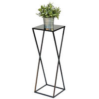 BLUMENHOCKER Eckig Metall Schwarz 68 cm 437 - Schwarz, Metall (23/68/23cm) - DanDiBo