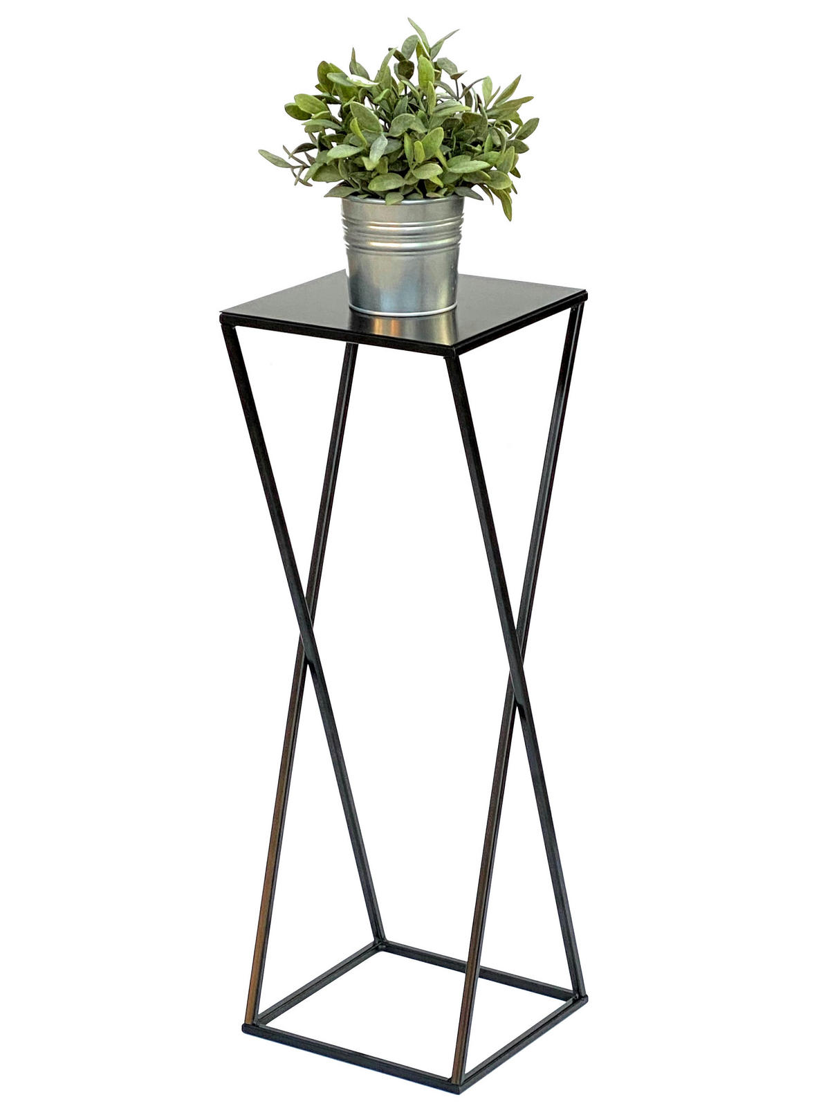 BLUMENHOCKER Eckig Metall Schwarz 68 cm 437 - Schwarz, Metall (23/68/23cm) - DanDiBo