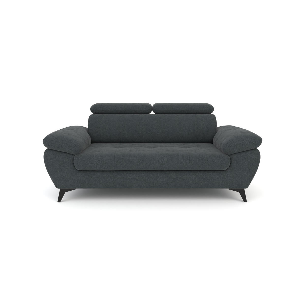 2,5-SITZER Karlstad Chenille Grau verstell. Kopfstützen B 194 cm - Anthrazit, Kunststoff/Textil (194/84/100cm) - foamnova