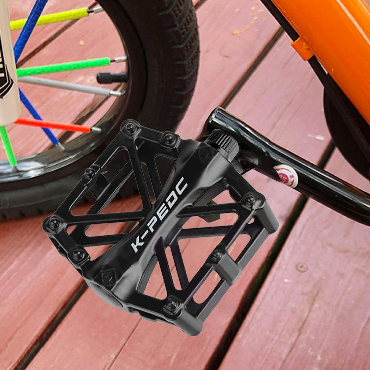 FAHRRAD Pedale Aluminium MTB/BMX mit Anti-Rutsch-Pins - Schwarz, Metall (9.2/2.7/9.8cm)