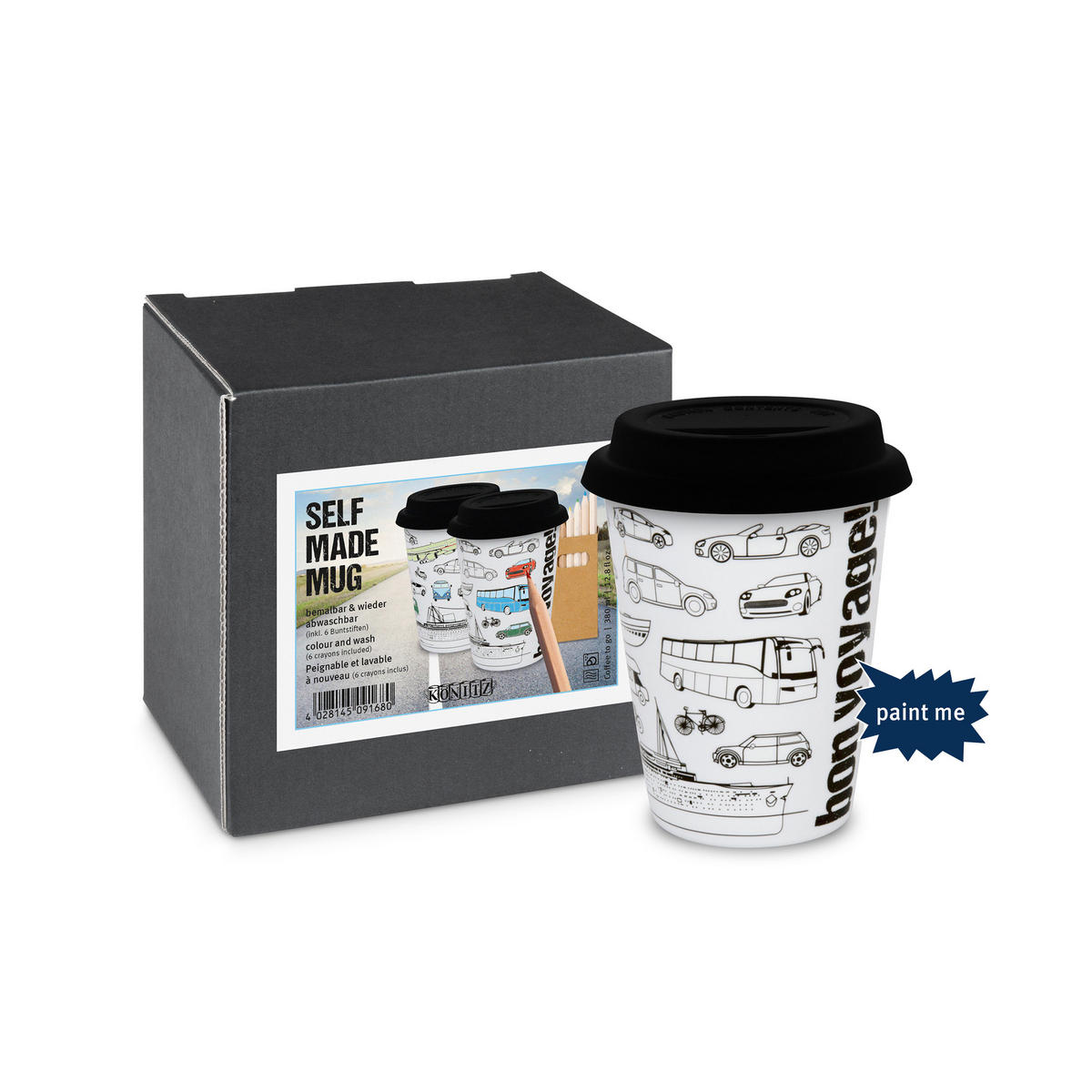 KAFFEEBECHER Colouring Travel Self Made - Naturfarben, Keramik (0.38L) - Könitz