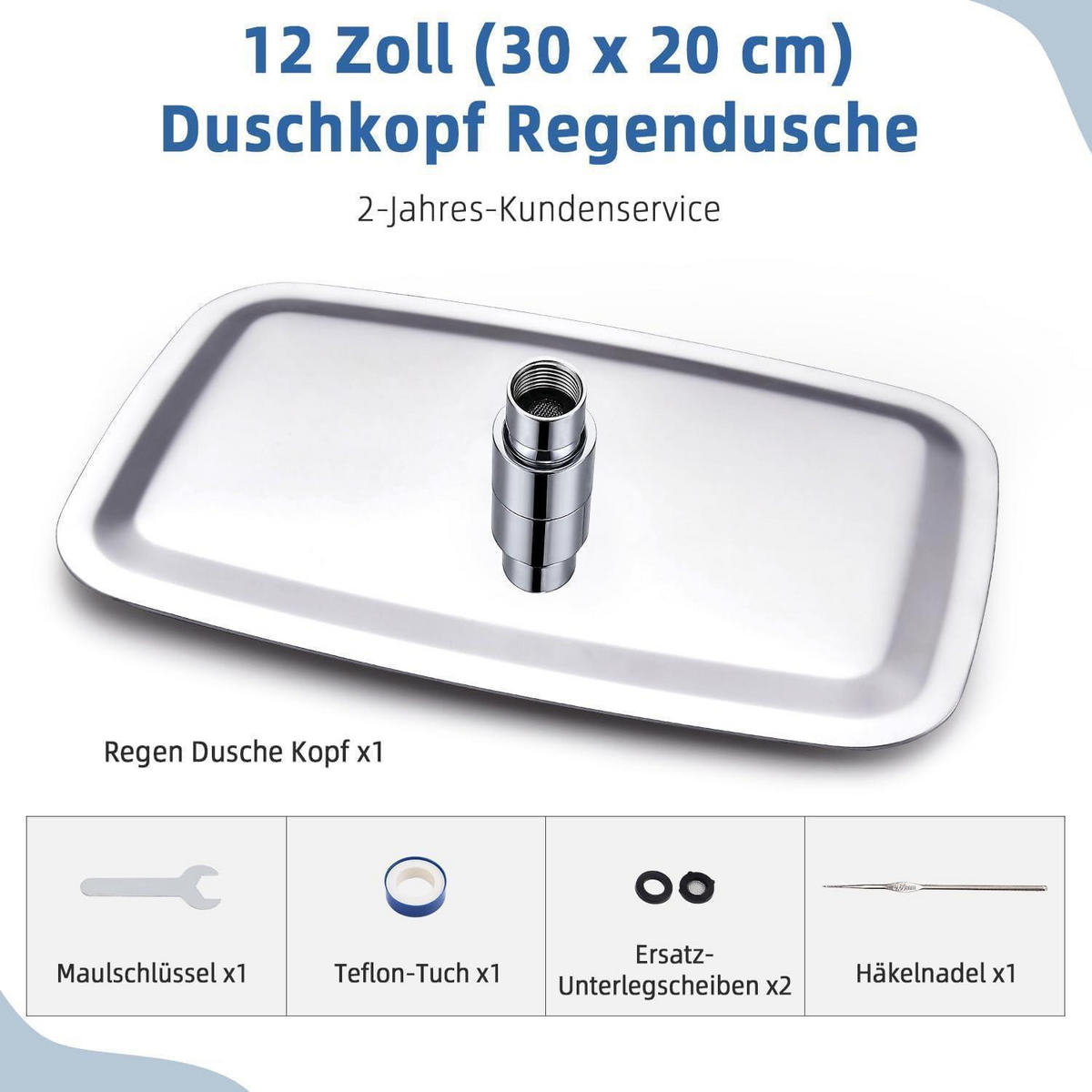 DUSCHKOPF Regendusche Edelstahl 30 x 20 cm Chrom - Silberfarben, Metall (20/12.7/30cm)