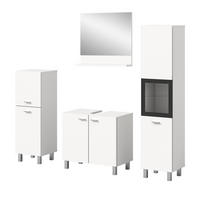 BADMÖBEL-SET weiß 4-teilig 140 cm, Kombination hängend oder stehend - Weiß, Glas/Holzwerkstoff (137/186/33cm) - Inn.Furn