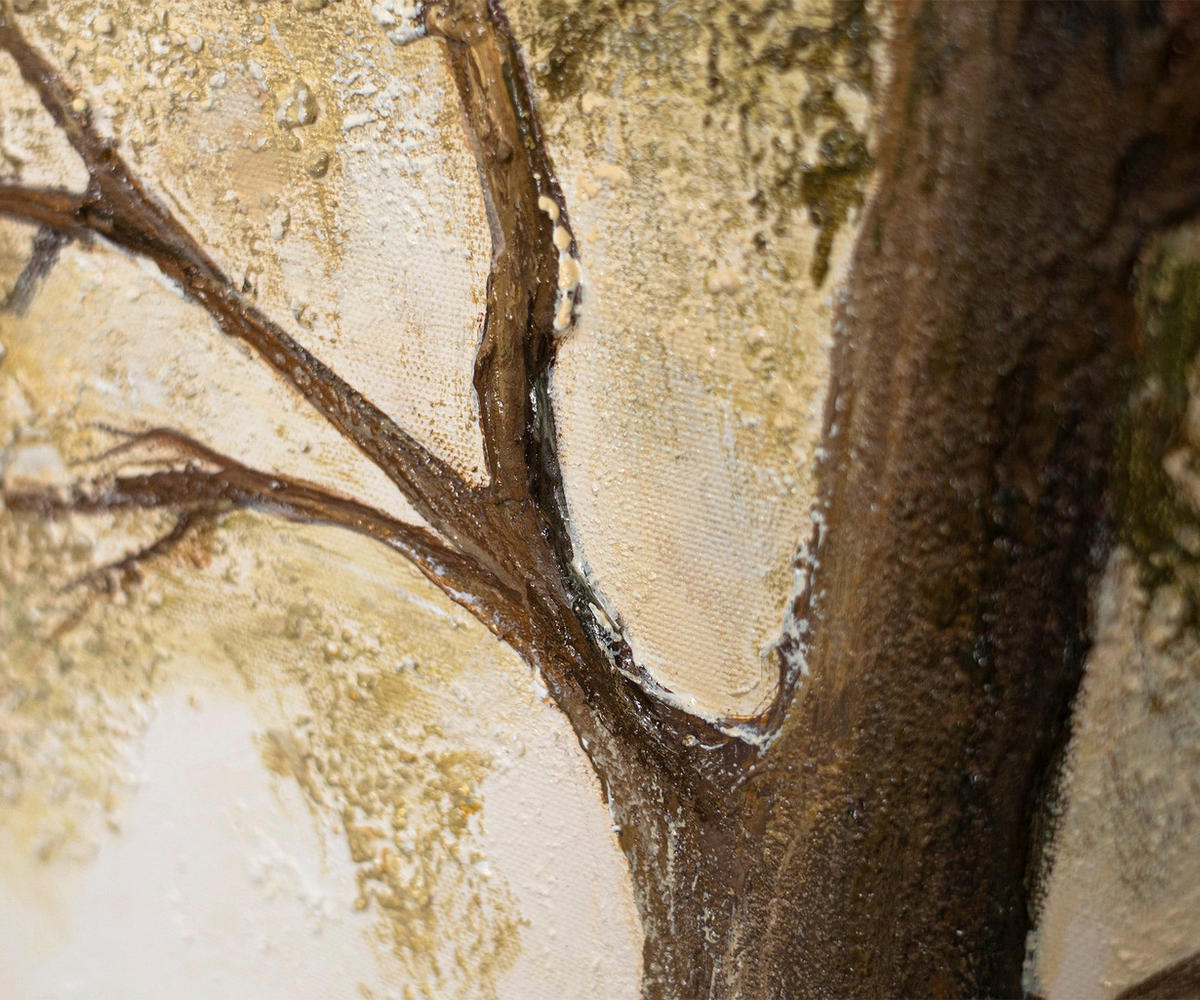 GEMÄLDE Baum der Kontemplation Schattenfugenrahmen Eichefarben 140x100 cm - Eichefarben, Holz (140/100cm) - YS-art gallery