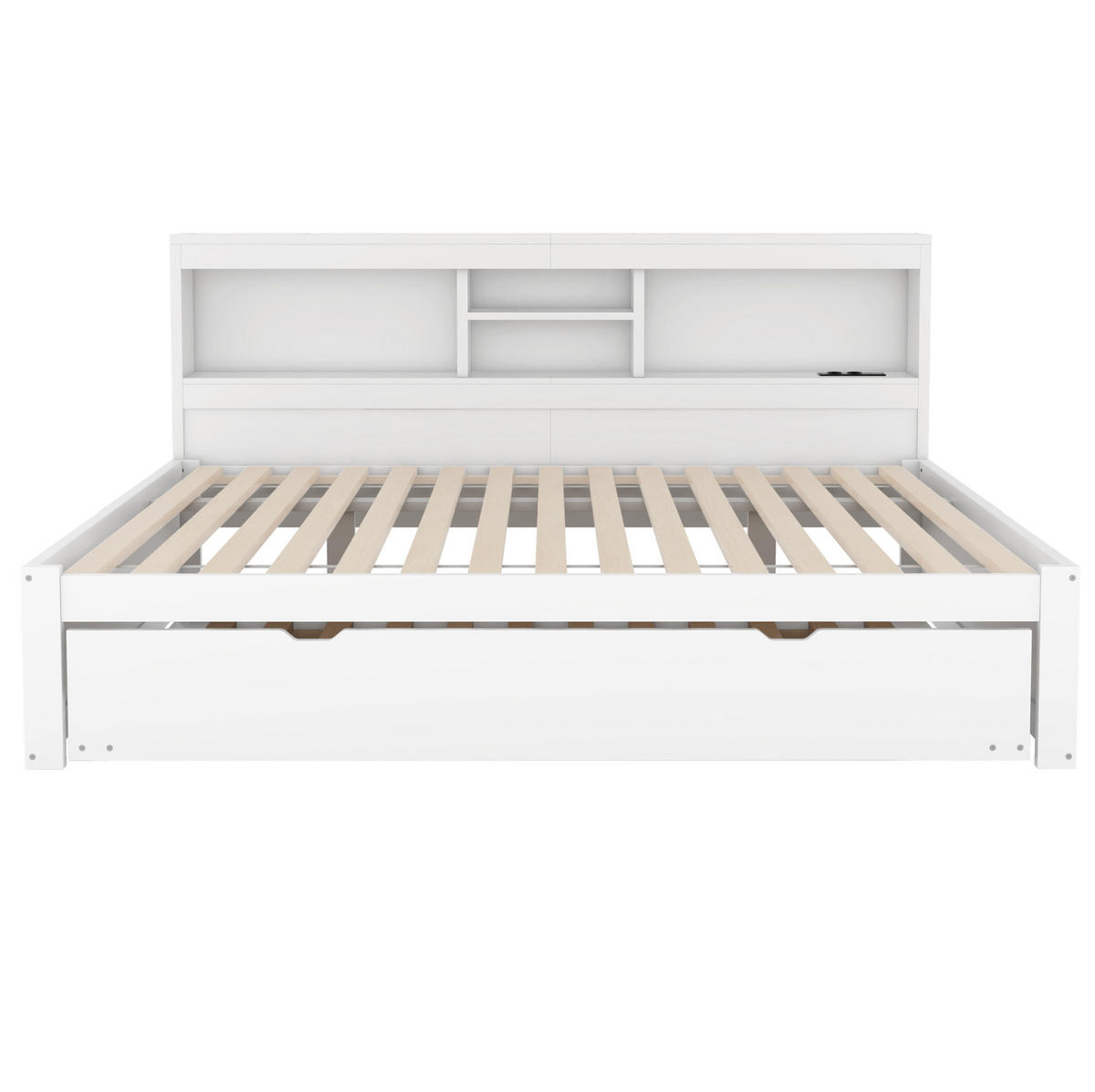 MULTIFUNKTIONSBETT 140/200 cm Weiß mit Ambiente-Beleuchtung und Stauraum - Weiß, Holzwerkstoff (140/200cm) - OKWISH