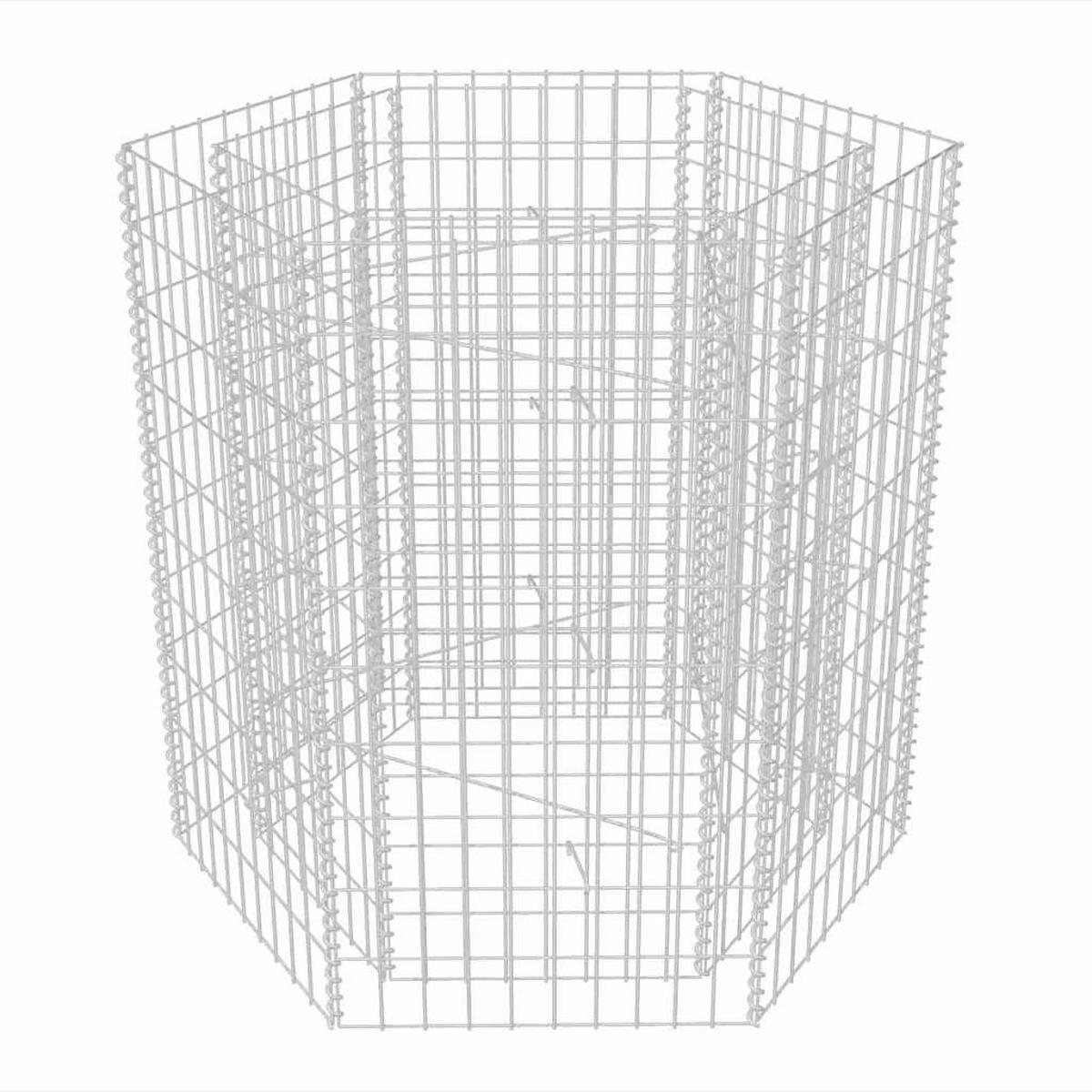 HOCHBEET Gabione 6-eckig LISSA aus Stahl 90x100x100 cm - Silberfarben, Metall (90/100/100cm) - DELUKE