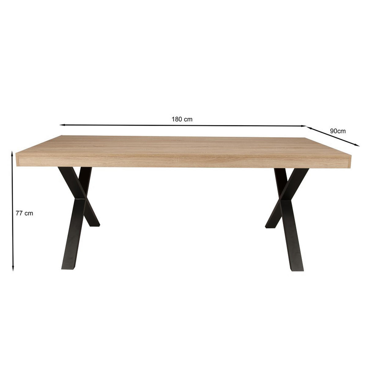 ESSTISCH CADIX/ TISCH 200x90cm - 8 Personen - Eiche gebleicht dekor - Eichefarben, Holzwerkstoff (180/90/77cm) - Weber Industries