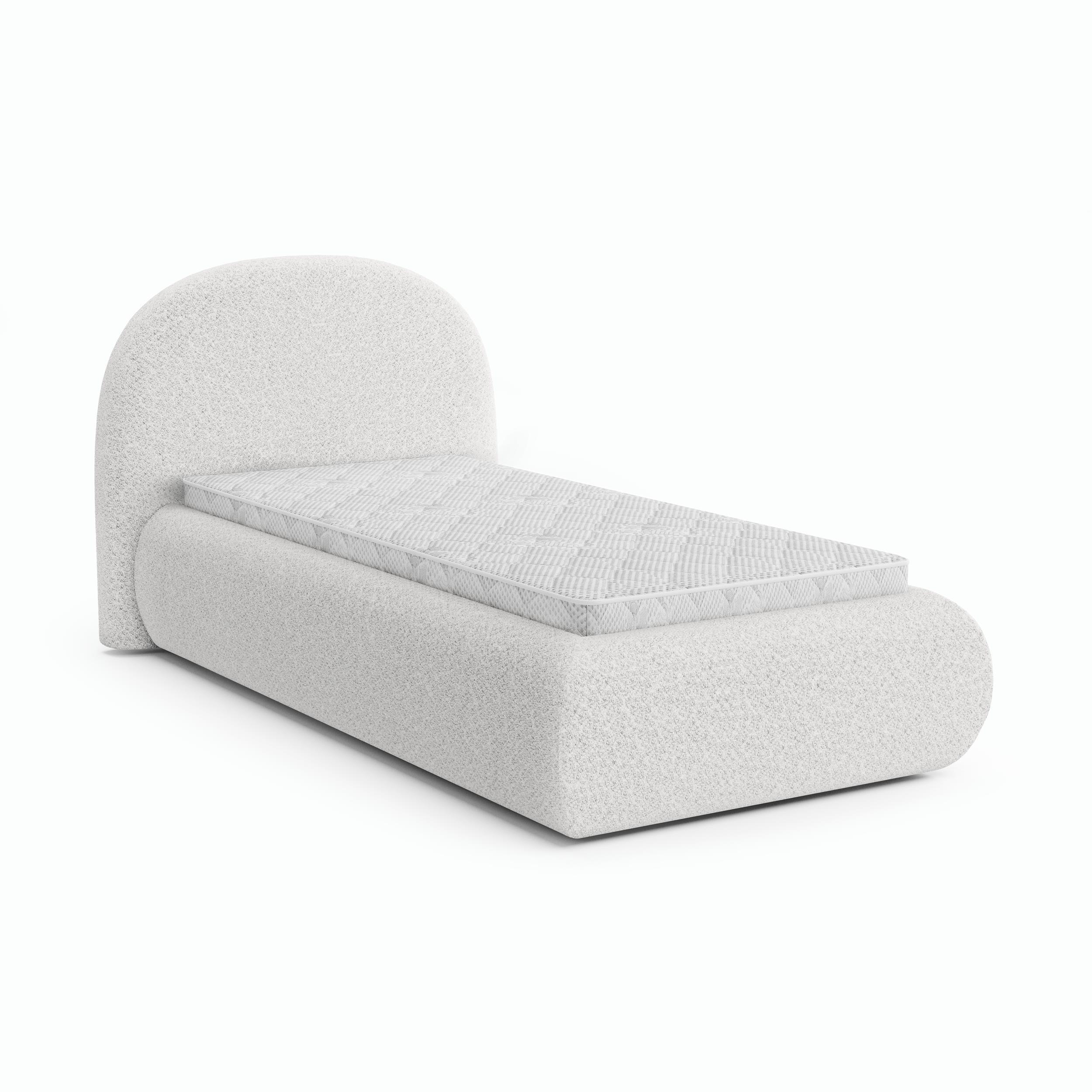 Beautysofa ČALOUNĚNÁ POSTEL Motti 90×200, jednolůžko s úložným prostorem a pěnovou matrací 10 cm, krémová