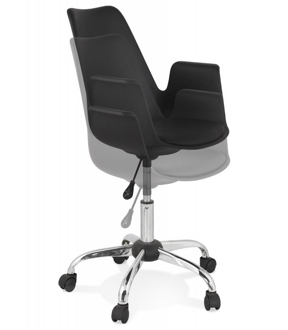 BÜROSTUHL mit Armlehnen aus Kunststoff und Rollen TRIP, Schwarz 58x58x22,3 cm - Chromfarben/Schwarz, Kunststoff/Metall (58/22/58cm) - KADIMA DESIGN