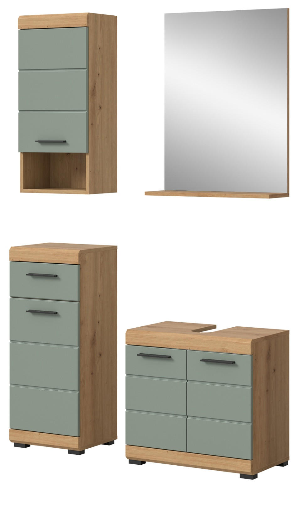 Inn.Furn Badmöbel-Set Salbeigrün, Eiche Artisan 112x191x34 cm